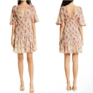 By Timo Floral Smocked Chiffon mini Dress 🌸 sz Medium